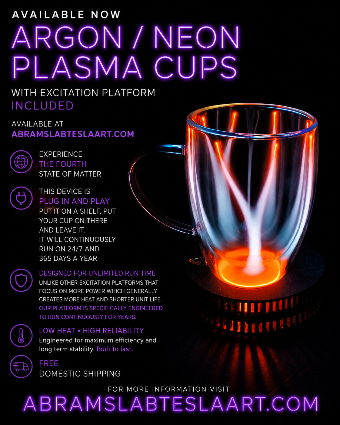 Argon-Neon Plasma Cup with Excitation Platform